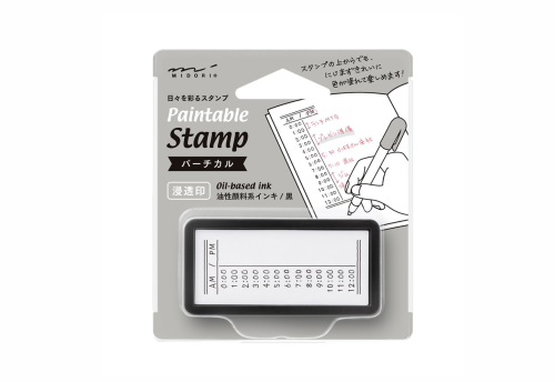 Pieczątka Midori Paintable Stamp Pre-inked Half Size Godziny - układ pionowy