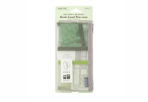 Etui Midori Book Band Pen Case Pouch Mesh - zielone