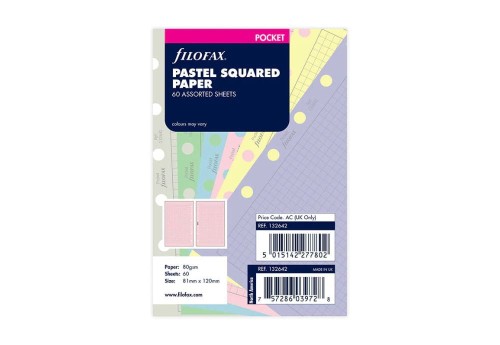 Filofax - wkład do organizera Pocket : pastelowe kartki - różne rodzaje