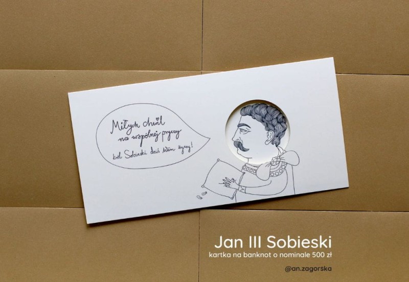 Królewska kartka z kopertą na banknoty JAN III SOBIESKI NOTEKA.jpg