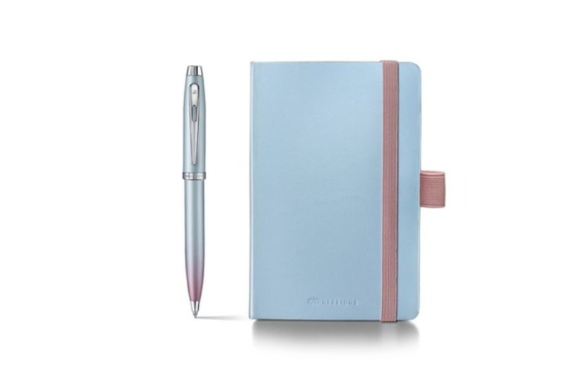 Sheaffer 100 9376 Expressions Blue and Pink zestaw_ długopis i notes A6 NOTEKA.jpg