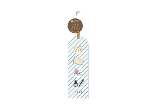 Furukawashiko Zakładka HONTOWATASHI Clear Bookmark - Kot i książka II