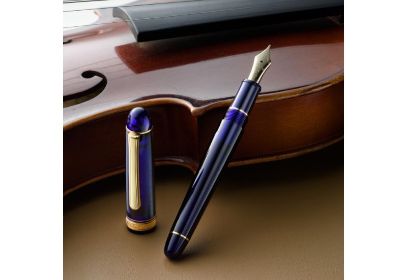 Platinum 3776 Pióro Wieczne Gold Trim Chartres Blue (2).jpg