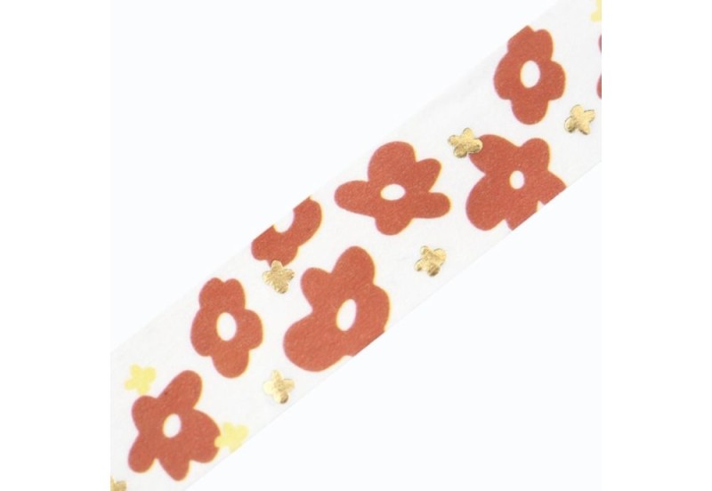 BGM Taśma washi Life Blooming Red Flower NOTEKA (2).jpg