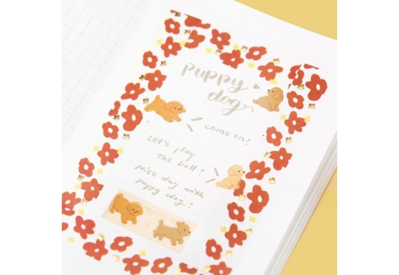 BGM Taśma washi Life Blooming Red Flower NOTEKA (4).jpg