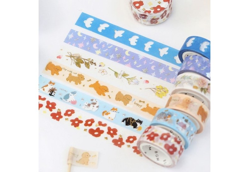 BGM Taśma washi Life Blooming Red Flower NOTEKA (6).jpg
