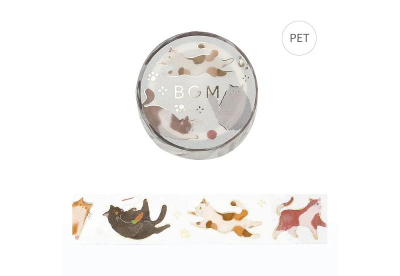 BGM Taśma Washi Clear Tape Cat NOTEKA.jpg