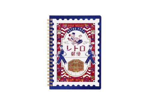 Rokkaku × ob1toy Foil-Stamped B6 Ring Notebook Retro Post - notes w kratkę na spirali