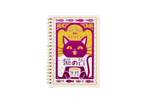 Rokkaku × ob1toy Foil-Stamped B6 Ring Notebook Cat's Tongue Café - notes w kratkę na spirali