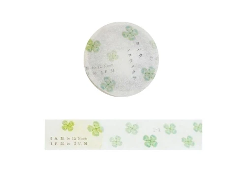 YOHAKU Taśma Washi 15 mm - White clover