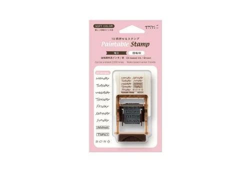 Midori Pieczątka Paintable Stamp Soft Color Brązowa - Dni Tygodnia