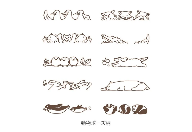 Midori Pieczątka Paintable Stamp Soft Color Brązowa Zwierzęta NOTEKA (3).jpg
