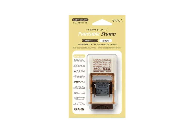 Midori Pieczątka Paintable Stamp Soft Color Brązowa Zwierzęta NOTEKA.jpg